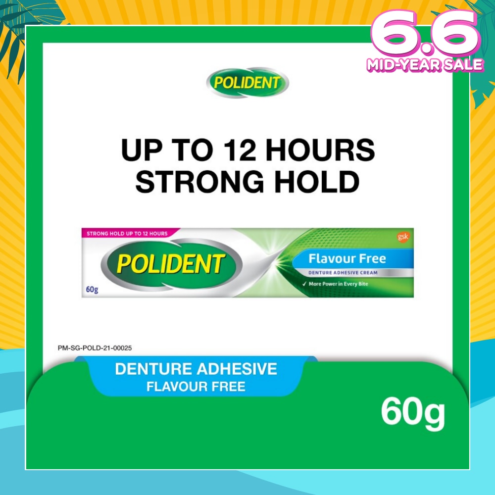 3D Hold Flavour Free Denture Adhesive Cream (Up To 12 Hours Strong Hold) 60g