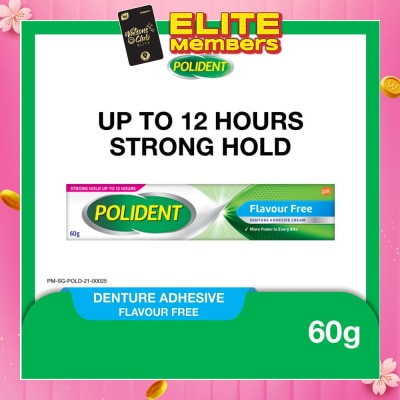 POLIDENT 3D Hold Flavour Free Denture Adhesive Cream (Up To 12 Hours Strong Hold) 60g