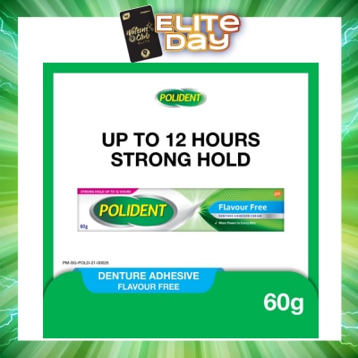 POLIDENT - 3D Hold Flavour Free Denture Adhesive Cream (Up To 12 Hours Strong Hold) 60g