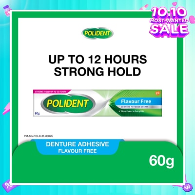 POLIDENT 3D Hold Flavour Free Denture Adhesive Cream (Up To 12 Hours Strong Hold) 60g