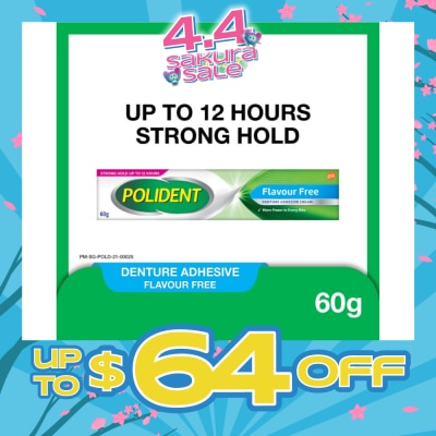 POLIDENT - 3D Hold Flavour Free Denture Adhesive Cream (Up To 12 Hours Strong Hold) 60g