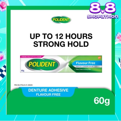 POLIDENT 3D Hold Flavour Free Denture Adhesive Cream (Up To 12 Hours Strong Hold) 60g
