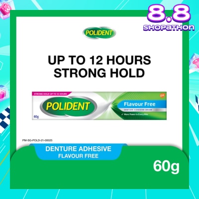 POLIDENT 3D Hold Flavour Free Denture Adhesive Cream (Up To 12 Hours Strong Hold) 60g