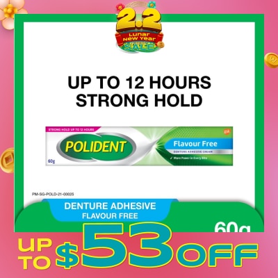 POLIDENT 3D Hold Flavour Free Denture Adhesive Cream (Up To 12 Hours Strong Hold) 60g