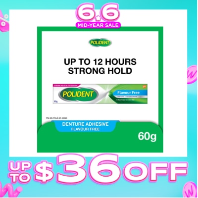 POLIDENT - 3D Hold Flavour Free Denture Adhesive Cream (Up To 12 Hours Strong Hold) 60g