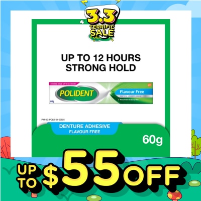 POLIDENT 3D Hold Flavour Free Denture Adhesive Cream (Up To 12 Hours Strong Hold) 60g
