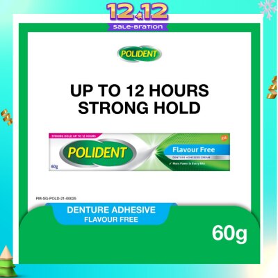 POLIDENT 3D Hold Flavour Free Denture Adhesive Cream (Up To 12 Hours Strong Hold) 60g
