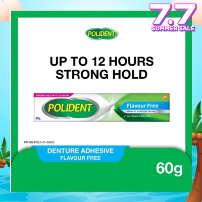 POLIDENT 3D Hold Flavour Free Denture Adhesive Cream (Up To 12 Hours Strong Hold) 60g