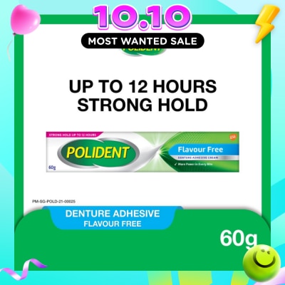 POLIDENT 3D Hold Flavour Free Denture Adhesive Cream (Up To 12 Hours Strong Hold) 60g image