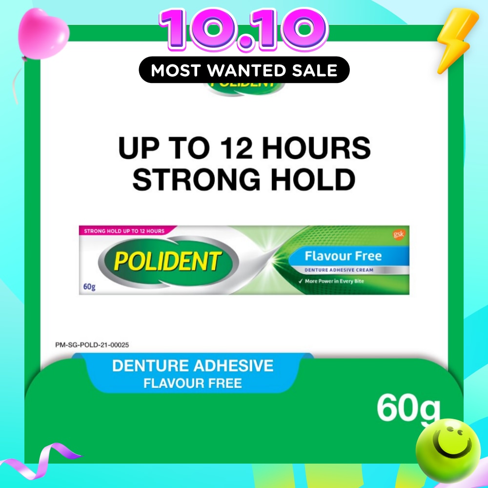 3D Hold Flavour Free Denture Adhesive Cream (Up To 12 Hours Strong Hold) 60g image