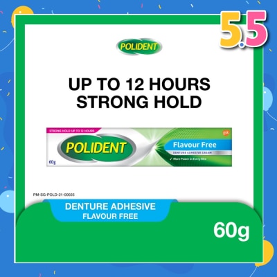 POLIDENT 3D Hold Flavour Free Denture Adhesive Cream (Up To 12 Hours Strong Hold) 60g