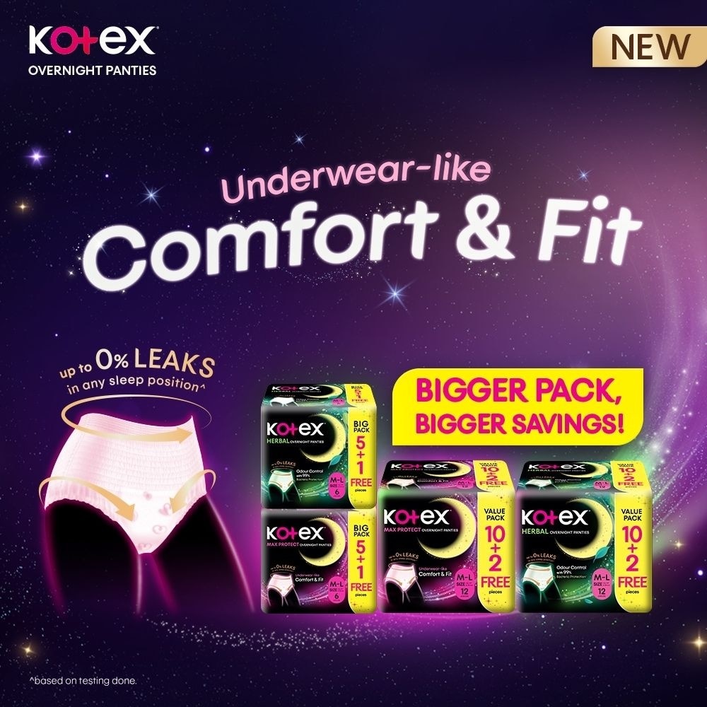 Max Protect Overnight Panties Size M-L 12s (10s + Free 2s)