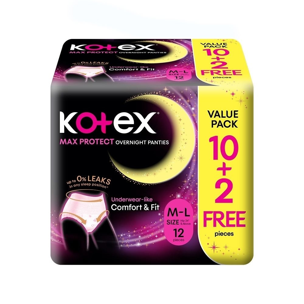 Max Protect Overnight Panties Size M-L 12s (10s + Free 2s)