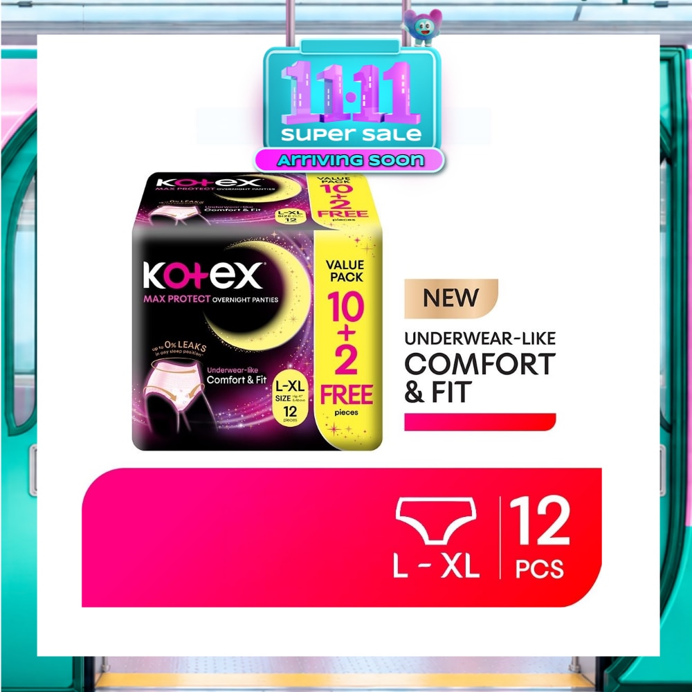 Max Protect Overnight Panties Size L XL 12s (10s + Free 2s) image
