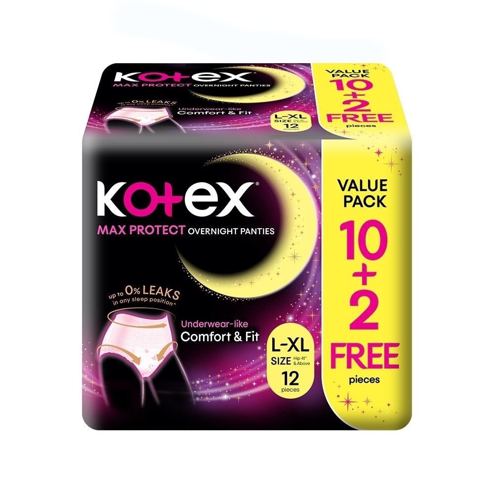Max Protect Overnight Panties Size L-XL 12s (10s + Free 2s)