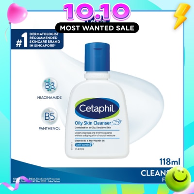 CETAPHIL Oily Skin Gel Foaming Cleanser (Combination to Oily, Sensitive Skin) 118ml image