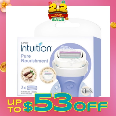 SCHICK Intuition Pure Nourishment Coconut Milk & Almond Oil Ladies Razor Cartidge Refill 6s