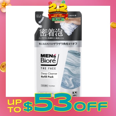 BIORE MEN'S The Face Instant Foaming Facial Wash Deep Cleanse Refill 170ml