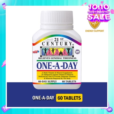 21ST CENTURY One A Day Multi Vitamin & Mineral Supplement Tablets (Relieves General Tiredness) 60s
