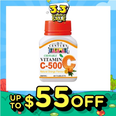 21ST CENTURY Chewable Vegetarian Vitamin C Natural Orange Flavour Capsules (Maintain Body Resistance) 500mg 60s