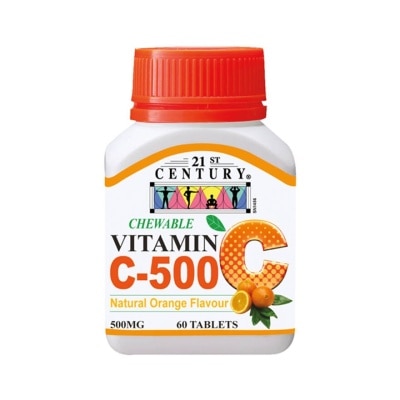 21ST CENTURY Chewable Vegetarian Vitamin C Natural Orange Flavour Capsules (Maintain Body Resistance) 500mg 60s