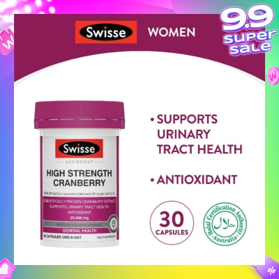 SWISSE Ultiboost High Strength Cranberry Capsule (Support Urinary Tract Health) 30s