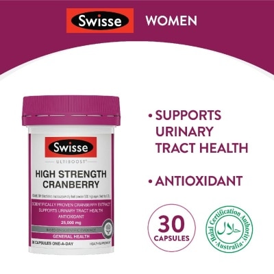 SWISSE Ultiboost High Strength Cranberry Capsule (Support Urinary Tract Health) 30s