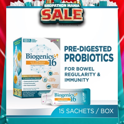 LABO NUTRITION - Biogenics 16 Dietary Supplement Sachet (Predigested Probiotics For Digestive Balance, Immunity, Eczema, Ibs, Diarrhoea, Constipation, Improve Immune Health) 15s