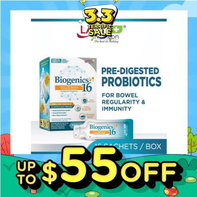 LABO NUTRITION Biogenics 16 Dietary Supplement Sachet (Predigested Probiotics For Digestive Balance, Immunity, Eczema, Ibs, Diarrhoea, Constipation, Improve Immune Health) 15s