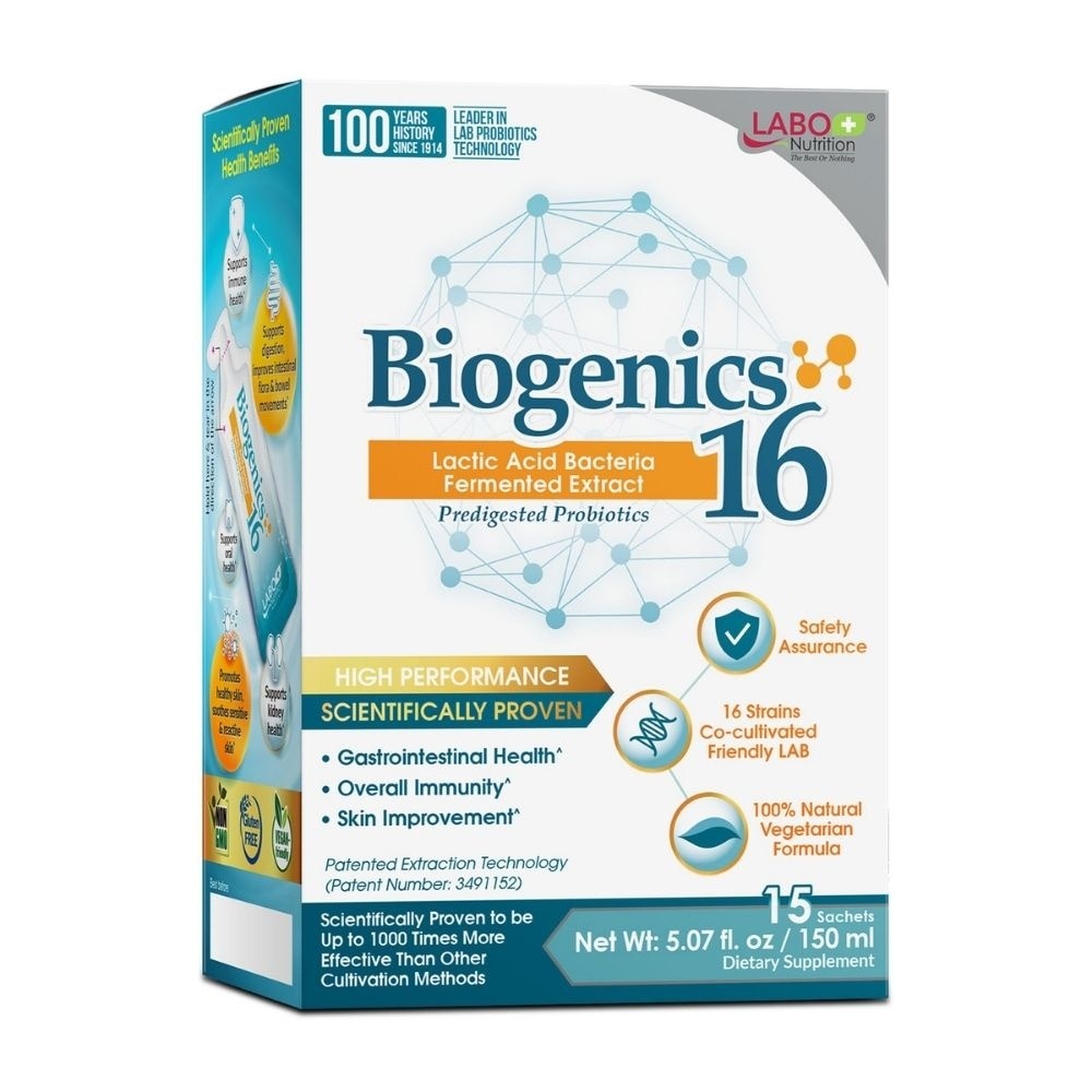 Biogenics 16 Predigested Probiotics Dietary Supplement Sachet (Digestive Balance, Immunity, Eczema, IBS, Diarrhoea, Constipation, Improve Immune Health) 15s image