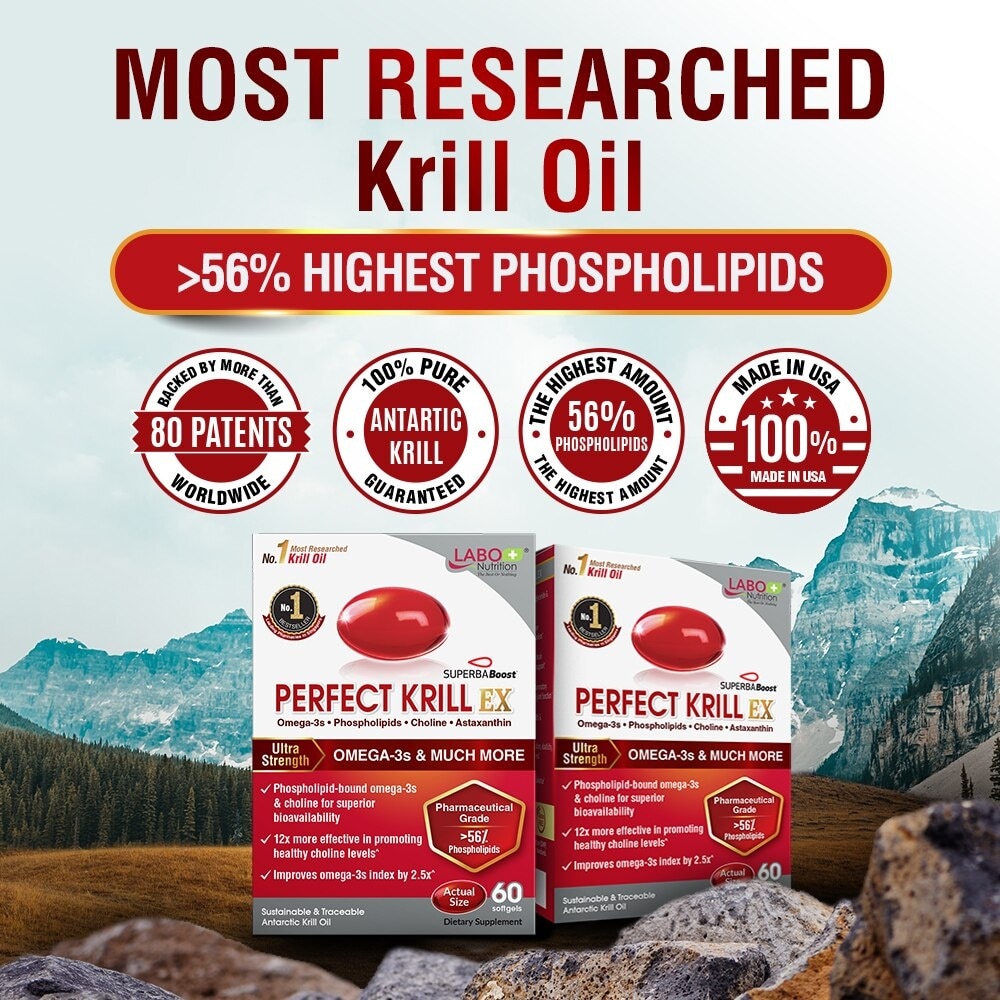 Perfect Krill Ex Dietary Supplement Softgel (For High Cholesterol, Blood Pressure And Glucose Levels, Heart Health, Joint Pain, Fatty Liver, Inflammation) 60s