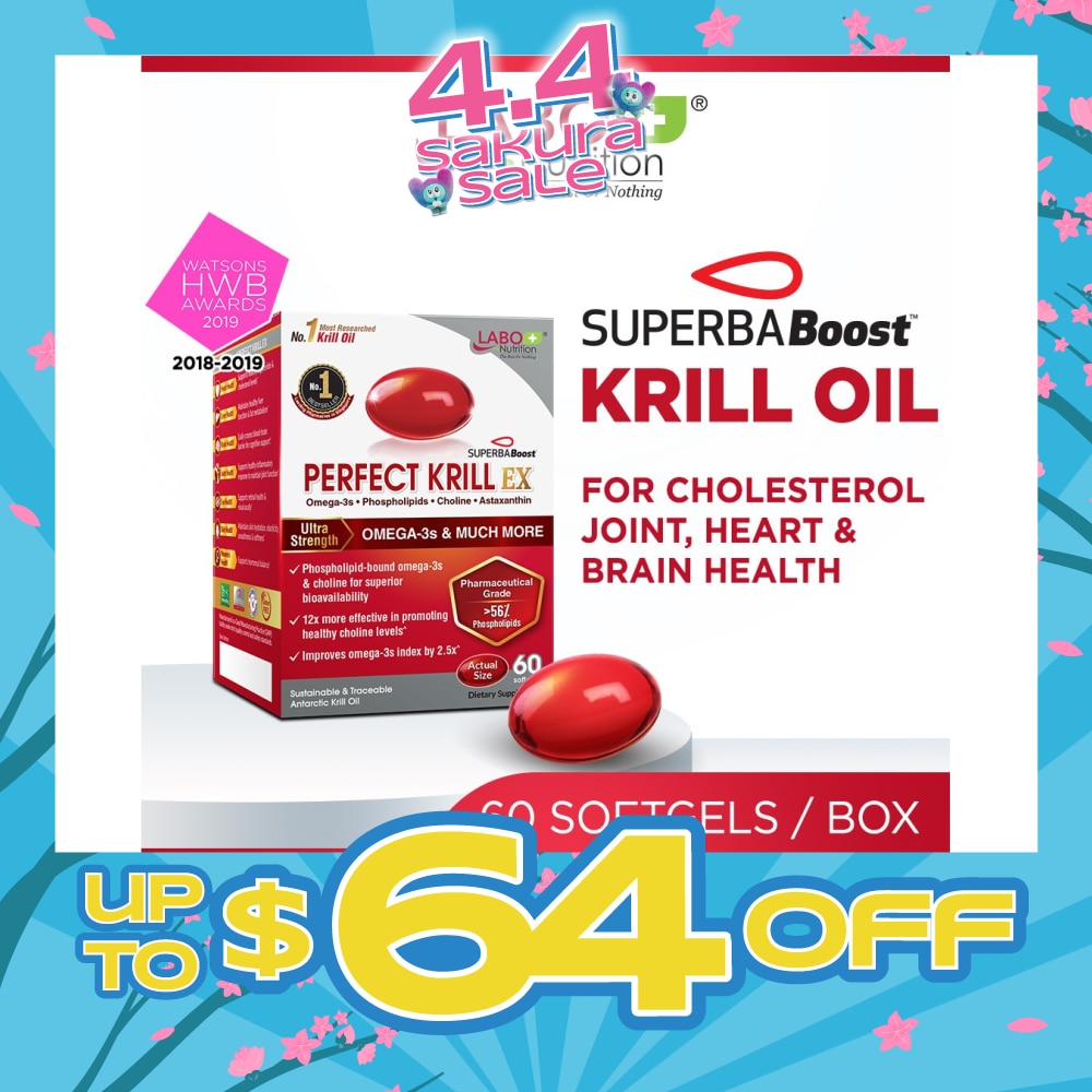 Perfect Krill Ex Dietary Supplement Softgel (For High Cholesterol, Blood Pressure And Glucose Levels, Heart Health, Joint Pain, Fatty Liver, Inflammation) 60s