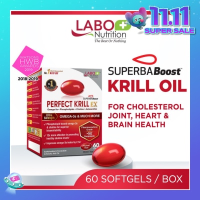 LABO NUTRITION Perfect Krill Ex Dietary Supplement Softgel (For High Cholesterol, Blood Pressure And Glucose Levels, Heart Health, Joint Pain, Fatty Liver, Inflammation) 60s