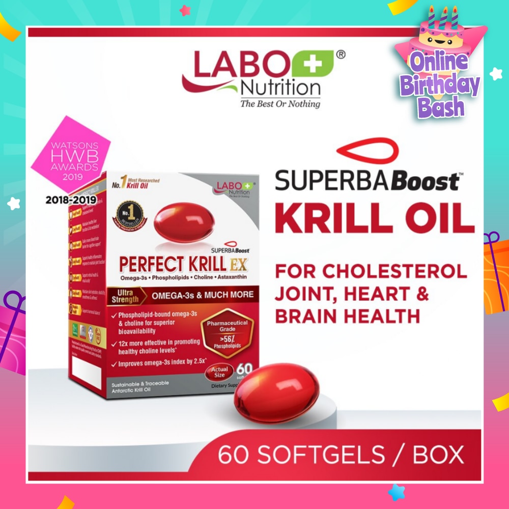 Perfect Krill Ex Dietary Supplement Softgel (For High Cholesterol, Blood Pressure And Glucose Levels, Heart Health, Joint Pain, Fatty Liver, Inflammation) 60s