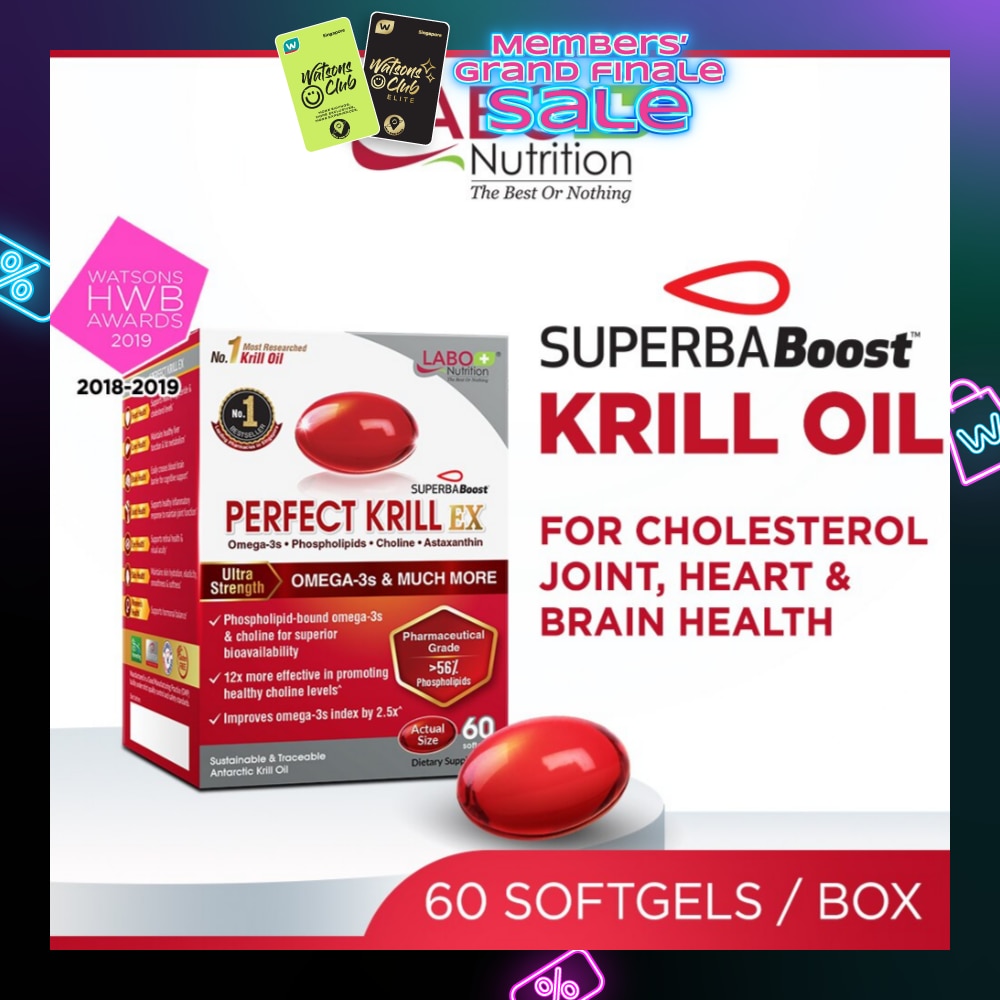Perfect Krill Ex Dietary Supplement Softgel (For High Cholesterol, Blood Pressure And Glucose Levels, Heart Health, Joint Pain, Fatty Liver, Inflammation) 60s