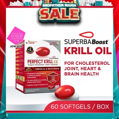 LABO NUTRITION - Perfect Krill Ex Dietary Supplement Softgel (For High Cholesterol, Blood Pressure And Glucose Levels, Heart Health, Joint Pain, Fatty Liver, Inflammation) 60s