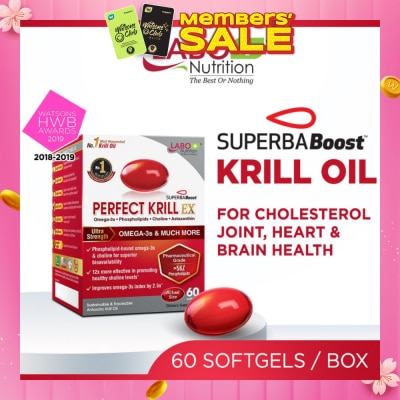 LABO NUTRITION Perfect Krill Ex Dietary Supplement Softgel (For High Cholesterol, Blood Pressure And Glucose Levels, Heart Health, Joint Pain, Fatty Liver, Inflammation) 60s