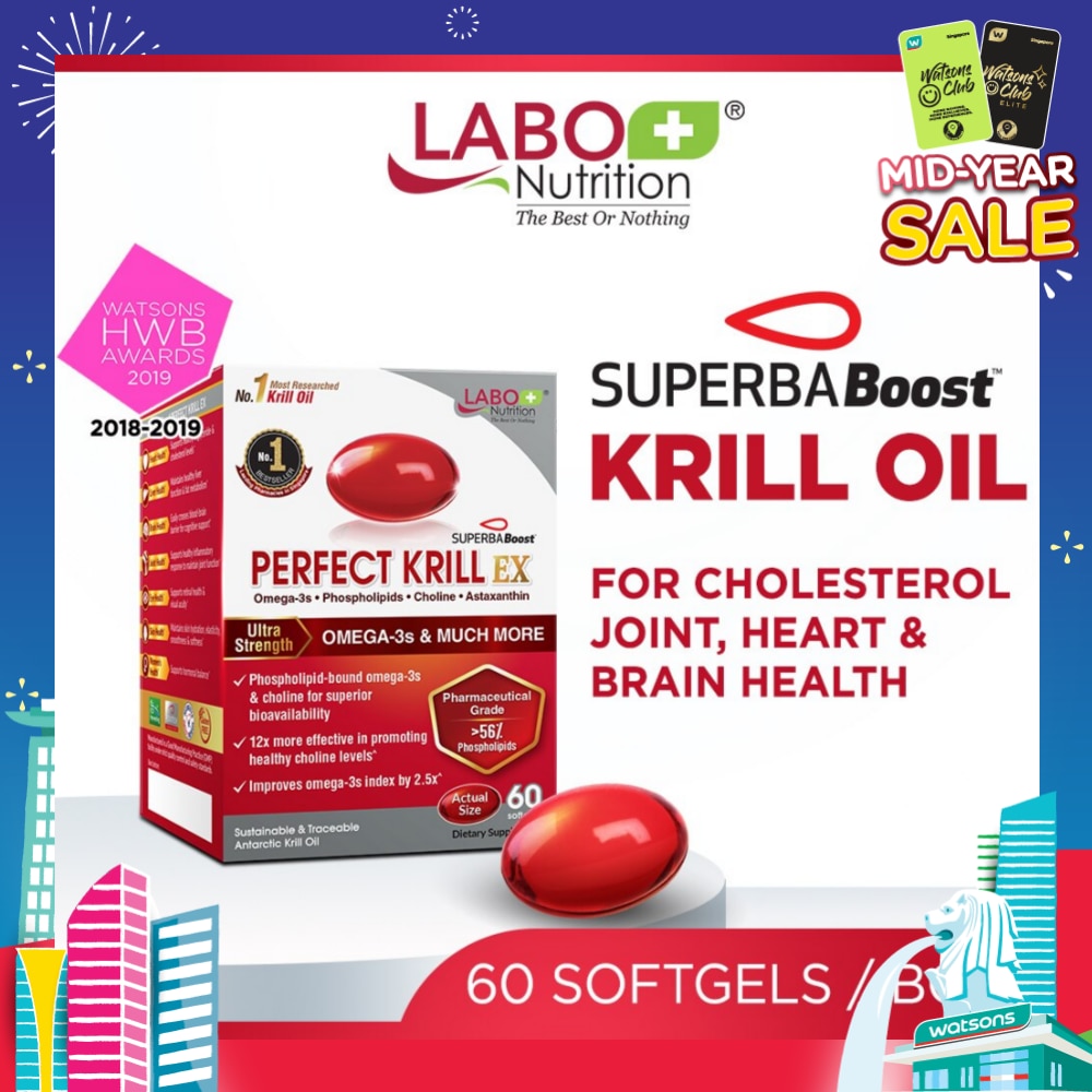 Perfect Krill Ex Dietary Supplement Softgel (For High Cholesterol, Blood Pressure And Glucose Levels, Heart Health, Joint Pain, Fatty Liver, Inflammation) 60s