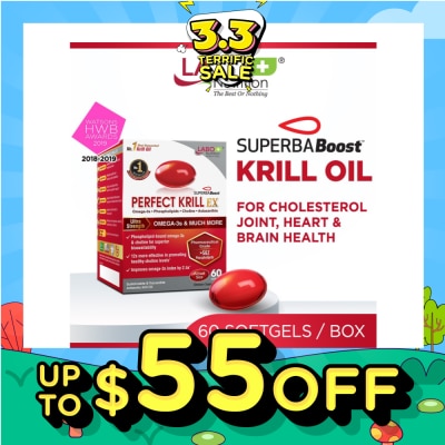 LABO NUTRITION Perfect Krill Ex Dietary Supplement Softgel (For High Cholesterol, Blood Pressure And Glucose Levels, Heart Health, Joint Pain, Fatty Liver, Inflammation) 60s