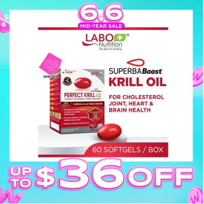 LABO NUTRITION - Perfect Krill Ex Dietary Supplement Softgel (For High Cholesterol, Blood Pressure And Glucose Levels, Heart Health, Joint Pain, Fatty Liver, Inflammation) 60s
