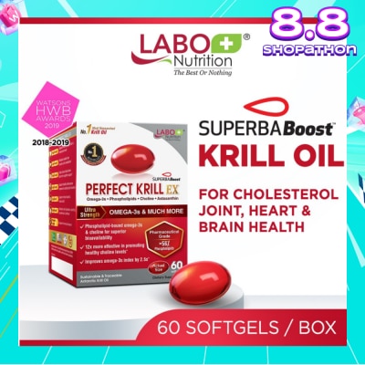 LABO NUTRITION Perfect Krill Ex Dietary Supplement Softgel (For High Cholesterol, Blood Pressure And Glucose Levels, Heart Health, Joint Pain, Fatty Liver, Inflammation) 60s