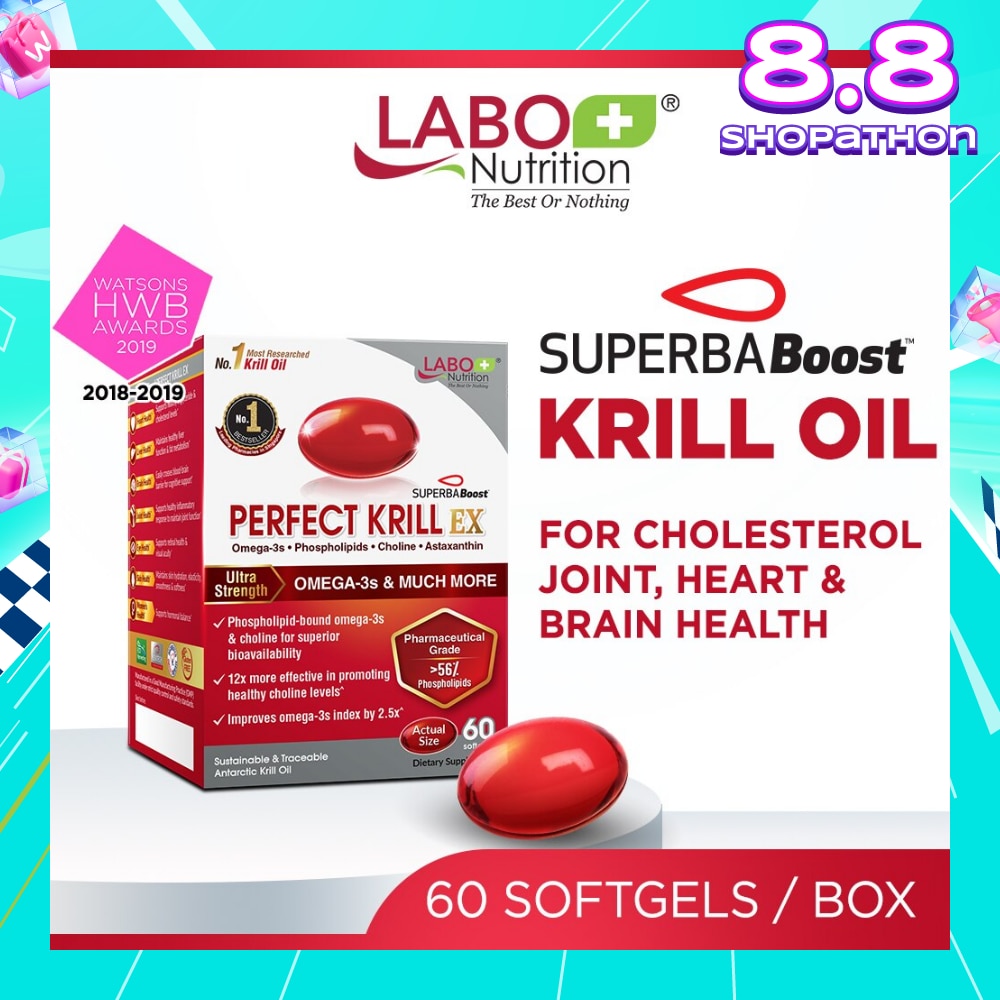 Perfect Krill Ex Dietary Supplement Softgel (For High Cholesterol, Blood Pressure And Glucose Levels, Heart Health, Joint Pain, Fatty Liver, Inflammation) 60s