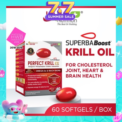 LABO NUTRITION - Perfect Krill Ex Dietary Supplement Softgel (For High Cholesterol, Blood Pressure And Glucose Levels, Heart Health, Joint Pain, Fatty Liver, Inflammation) 60s