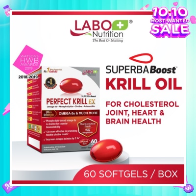 LABO NUTRITION Perfect Krill Ex Dietary Supplement Softgel (For High Cholesterol, Blood Pressure And Glucose Levels, Heart Health, Joint Pain, Fatty Liver, Inflammation) 60s