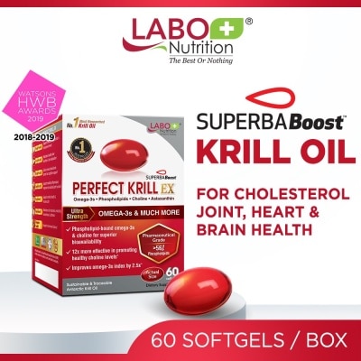 LABO NUTRITION Perfect Krill Ex Dietary Supplement Softgel (For High Cholesterol, Blood Pressure And Glucose Levels, Heart Health, Joint Pain, Fatty Liver, Inflammation) 60s