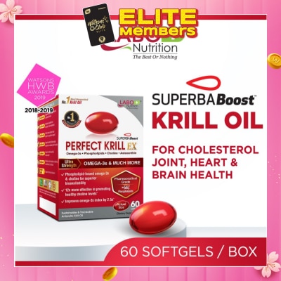 LABO NUTRITION Perfect Krill Ex Dietary Supplement Softgel (For High Cholesterol, Blood Pressure And Glucose Levels, Heart Health, Joint Pain, Fatty Liver, Inflammation) 60s