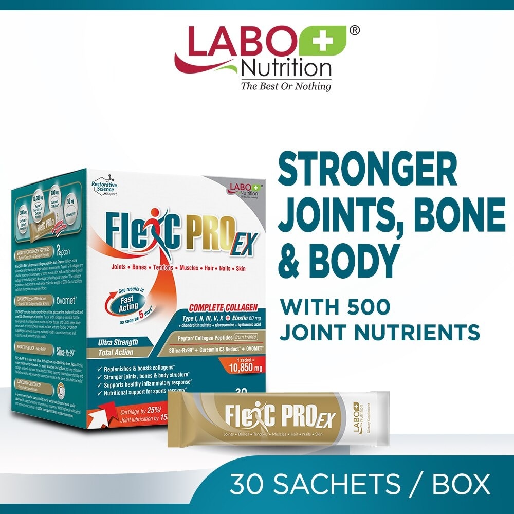 FlexC PRO EX Dietary Supplement Sachet (For Joint Knee Arthritis Pain + Beneficial for Hair & Nails & Skin Health) 30s