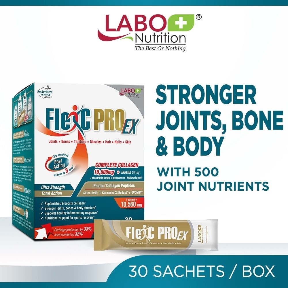 FlexC PRO EX With Peptan Collagen, Curcumin, Silica, & Eggshell Membrane Sachet (Joint, Bone & Body Support) 30s image