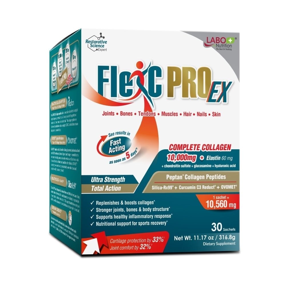 FlexC PRO EX With Peptan Collagen, Curcumin, Silica, & Eggshell Membrane Sachet (Joint, Bone & Body Support) 30s image