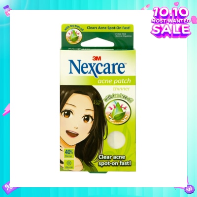 3M NEXCARE Acne Patch with Tea Tree Oil 40% Thinner 8mm Day Use (Clear Acne Spot on Fast) 28s